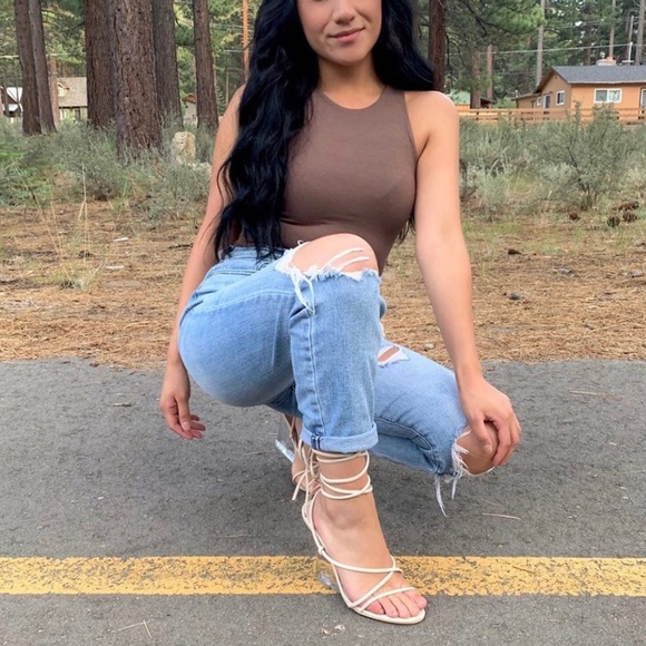 Nude lace up clear wedge heel - Picture 2 of 3